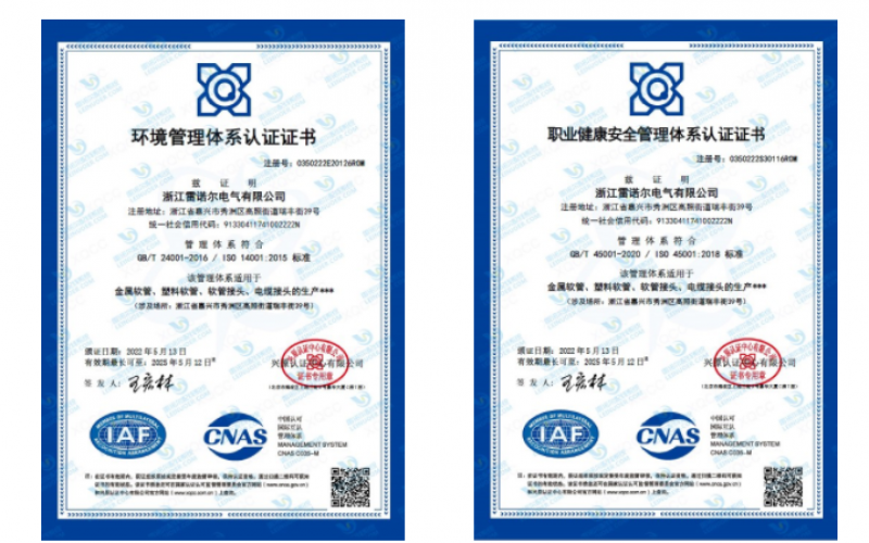 雷諾爾電氣順利通過ISO14001和ISO45001環境、安全管理體系認證